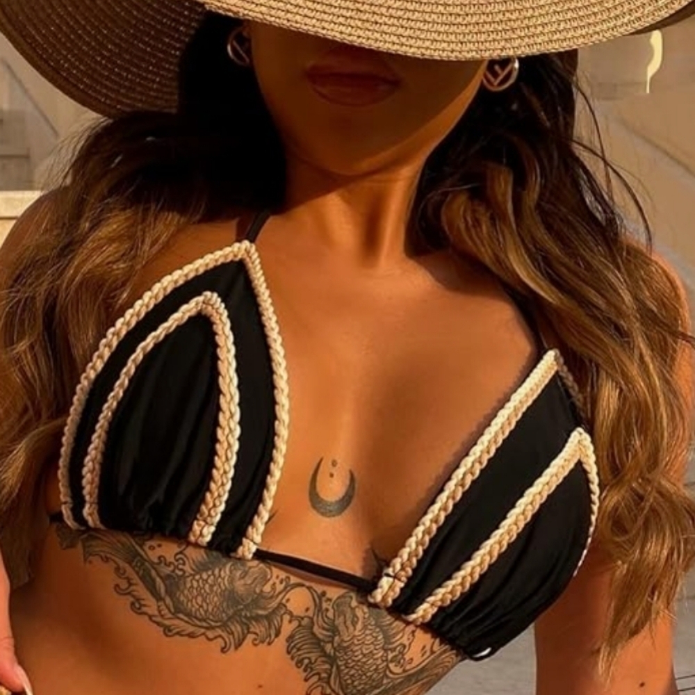 Triangle Bikini Swim Top Black